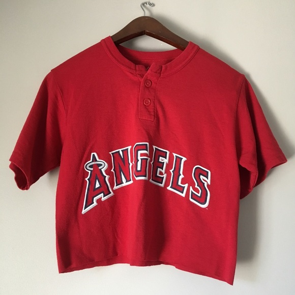 Vintage Tops - Vintage Cropped Angels Baseball Tee